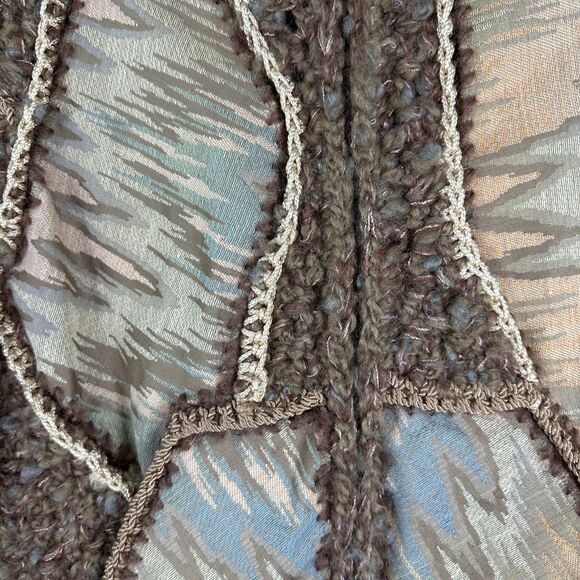 Norma Canada Wool Mohair Vintage Patchwork Chunky Yarn Zip Jacket Small NEW - Picture 9 of 9